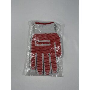 New Supreme Gloves Mens One Size Red Polka Dot Grip Work Non Slip Logo Utility